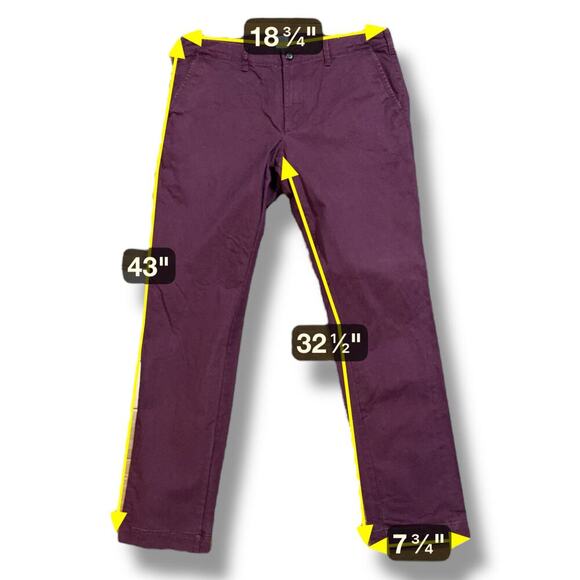 Gap Flat Front Pants Mens Tuscan Red Skinny Stretch Chinos Size 36/32 - Picture 7 of 7